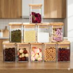 Premium Square Glass Spice Jar Set with Bamboo Lid - 220ml (Set of 3) - Image 3